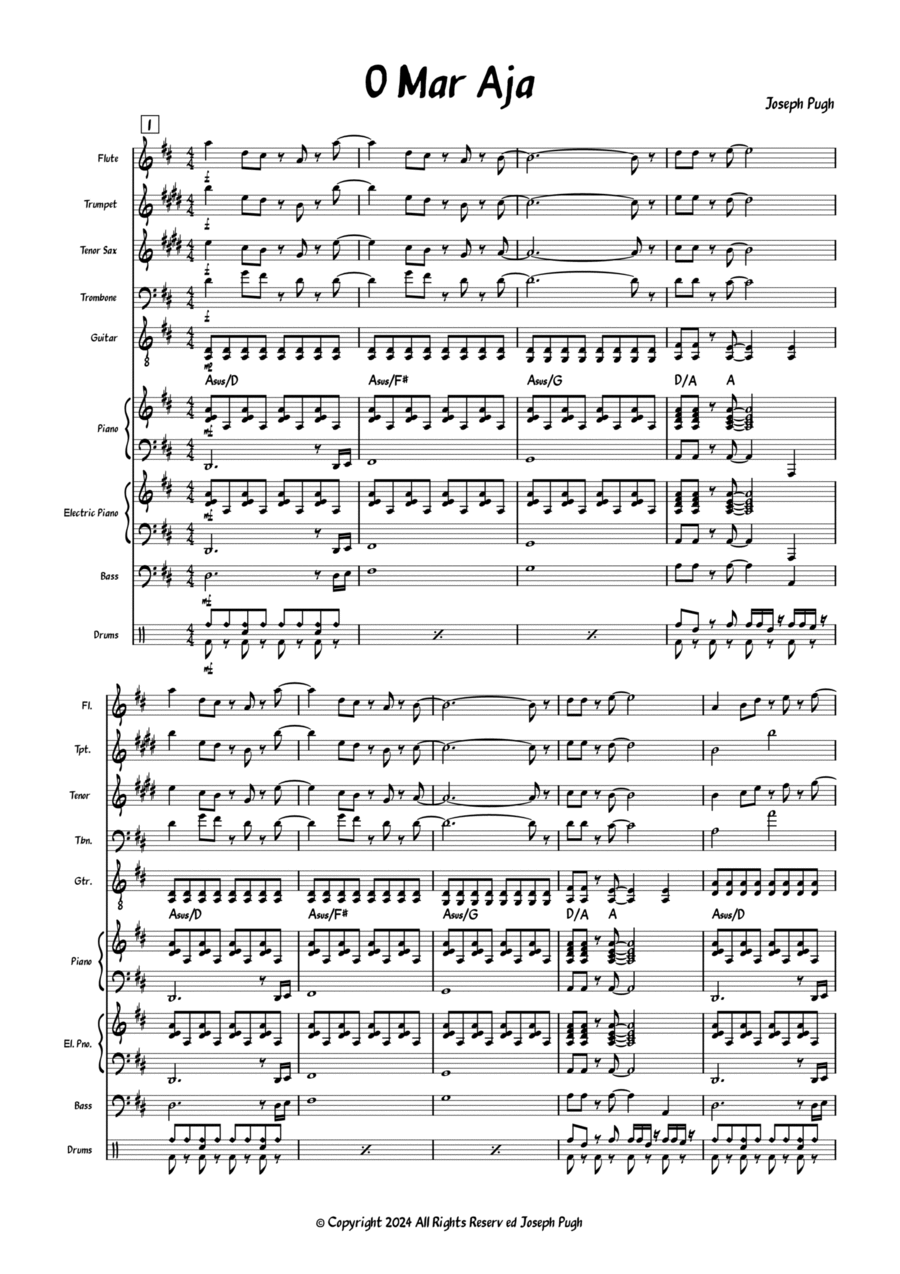 O Mar Aja O Mar Aja Jazz Ensemble scores gallery preview page 1