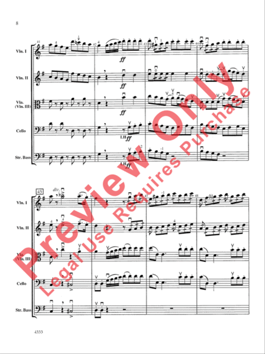Overture from the Barber of Seville String Orchestra scores gallery preview page 9