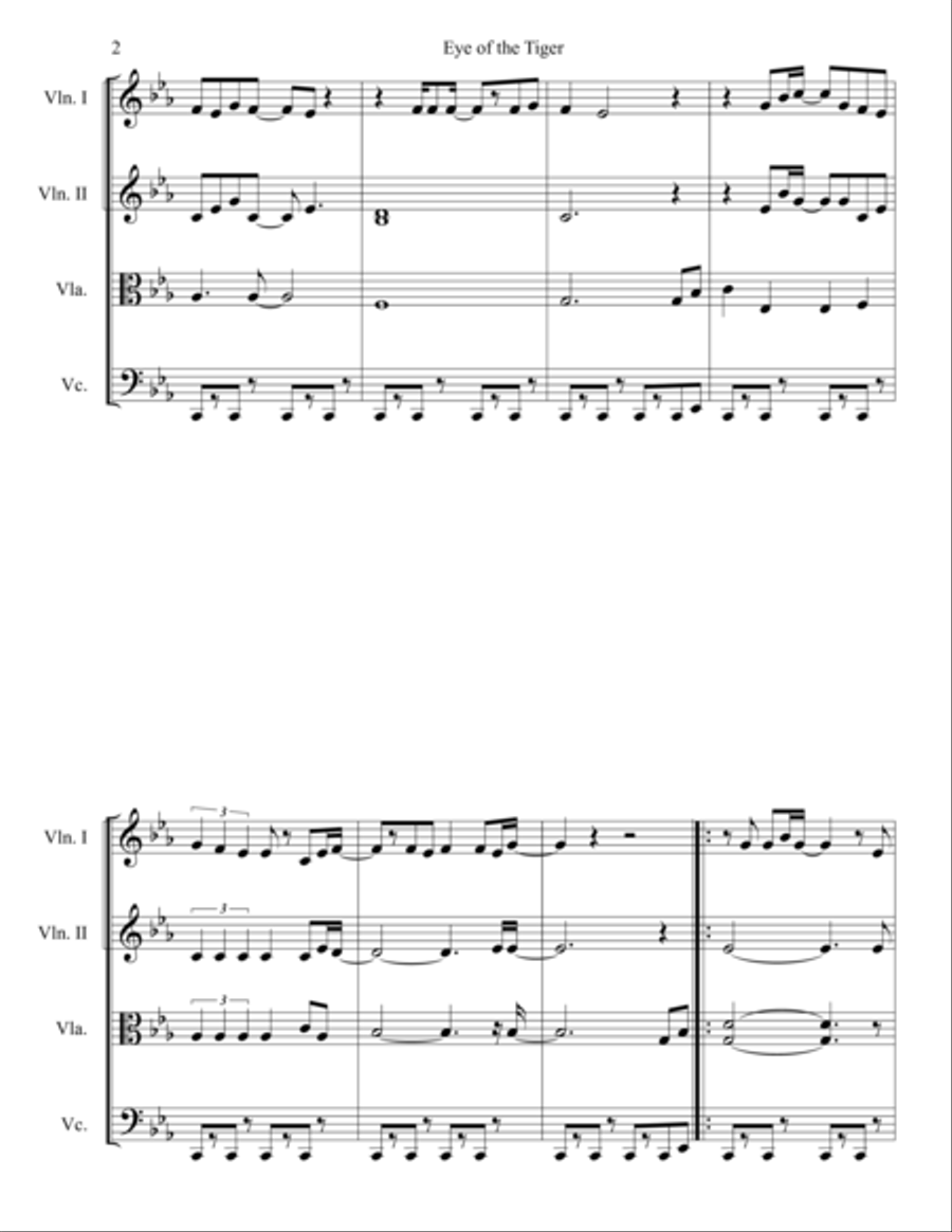 Eye Of The Tiger Eye Of The Tiger String Quartet scores gallery preview page 2
