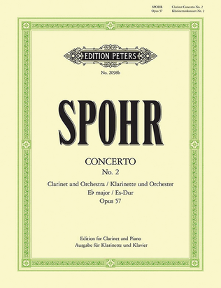 Book cover for Clarinet Concerto No. 2 in E flat Op. 57 (Edition for Clarinet and Piano)