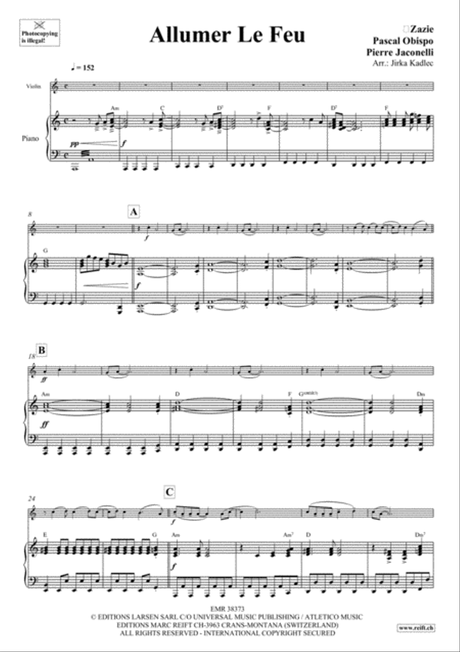 Allumer Le Feu Allumer Le Feu Violin Solo scores gallery preview page 4