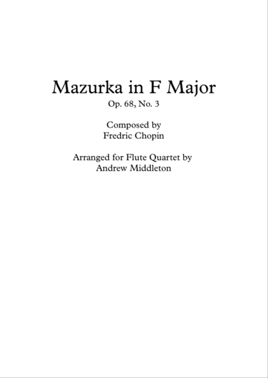 Mazurka in F Major arranged for Flute Quartet Flute Quartet scores gallery preview page 1