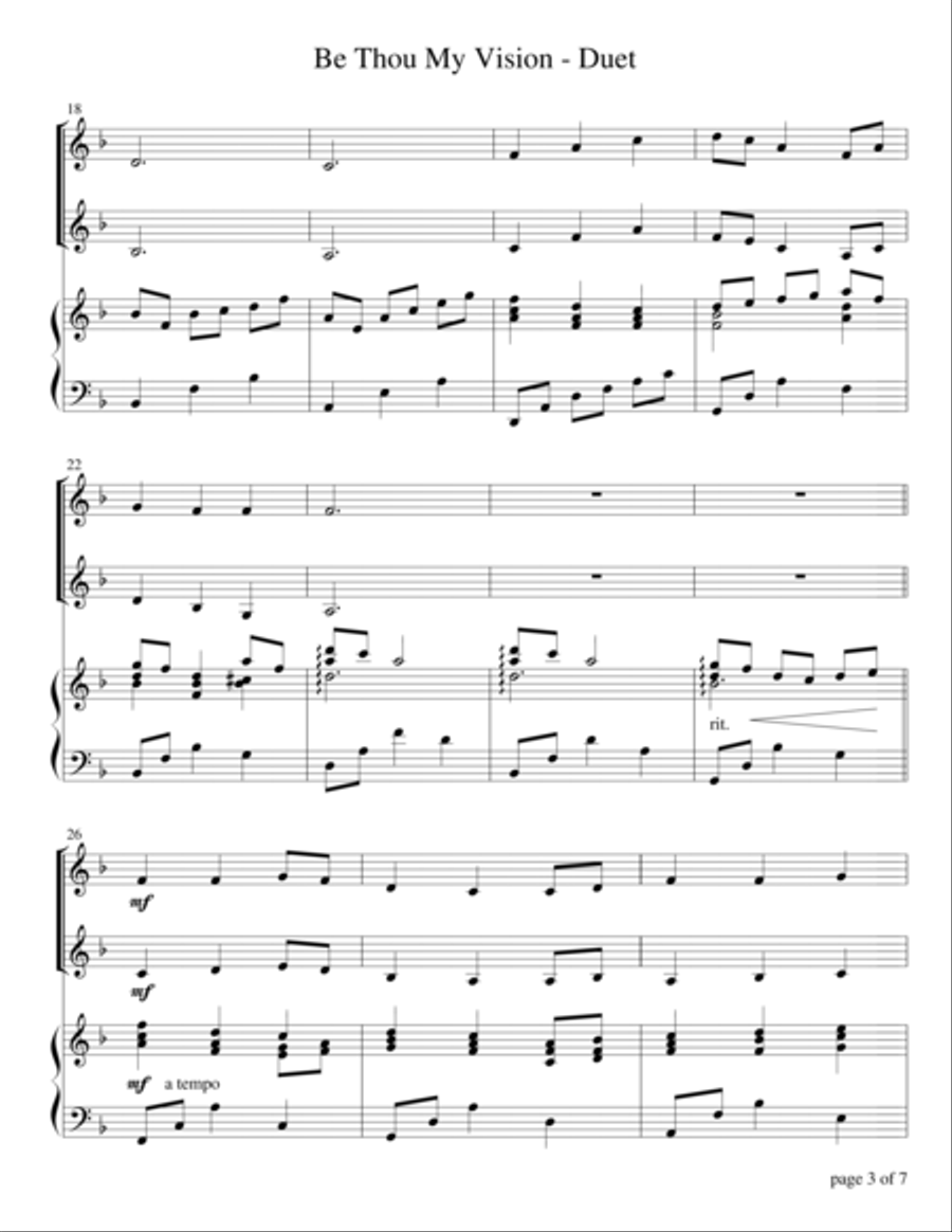 Be Thou My Vision (Violin Duet with Piano Accompaniment) String Duet scores gallery preview page 6