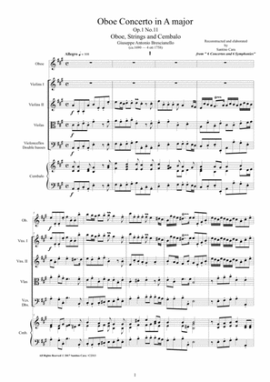 Brescianello - Oboe Concerto in A major Op.1 No.11 for Oboe, Strings and Cembalo