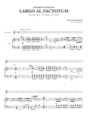 Book cover for Figaro's Cavatina "Largo Al Factotum" for Clarinet and Piano