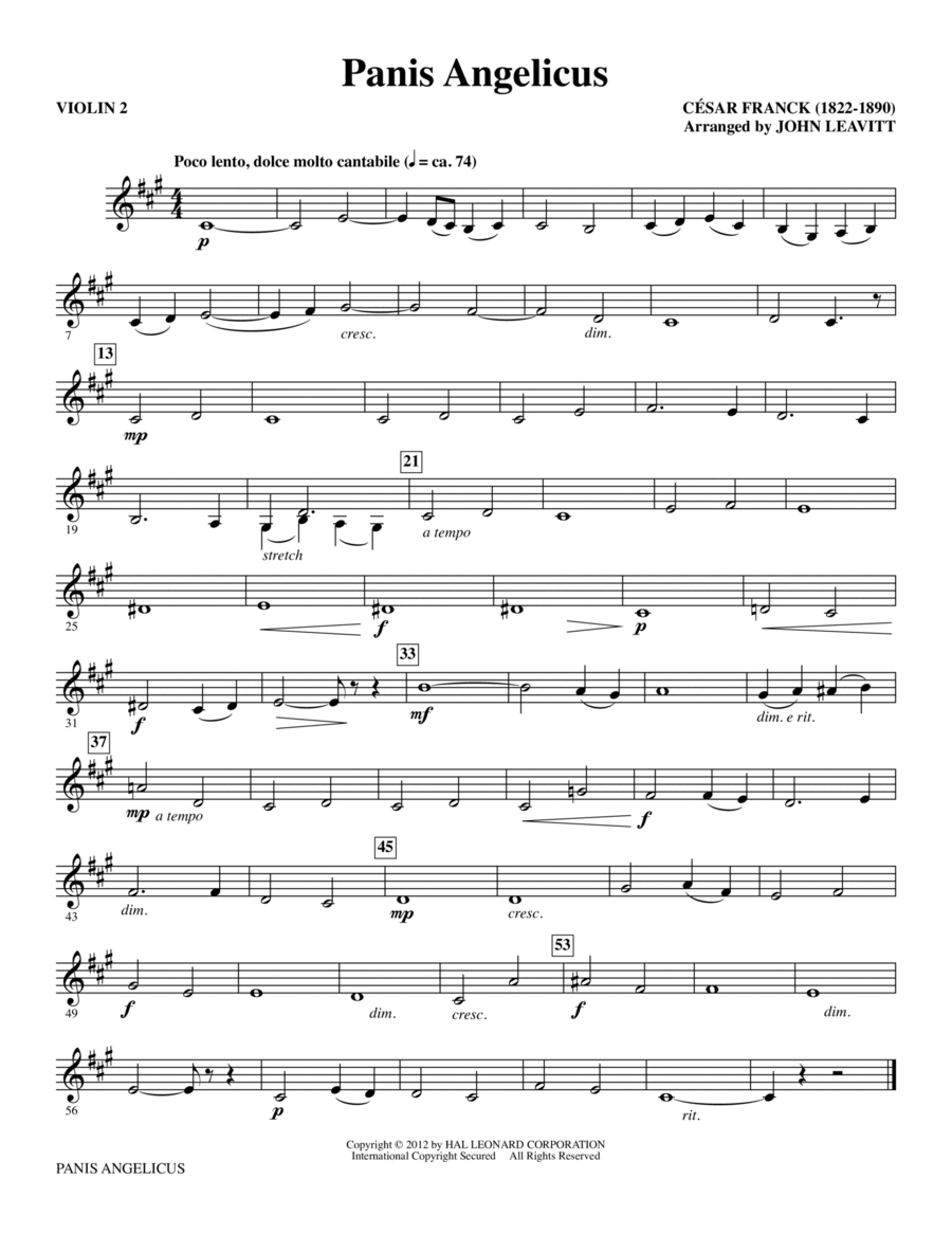 Panis Angelicus - Violin 2 Choir scores gallery preview page 1