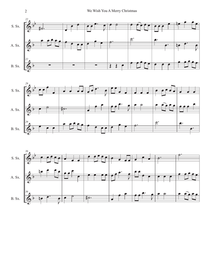 We Wish You A Merry Christmas (Canon) (Saxophone Trio) Woodwind Trio scores gallery preview page 2