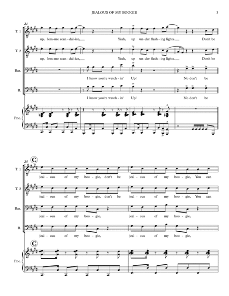 Jealous Of My Boogie TTBB scores gallery preview page 3