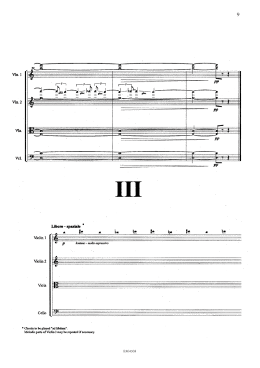 Silent Spaces for String Quartet String Quartet scores gallery preview page 5