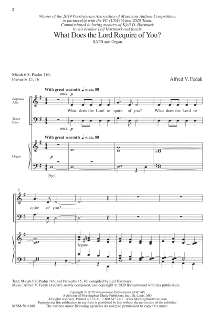What Does the Lord Require of You? 4-Part scores gallery preview page 1
