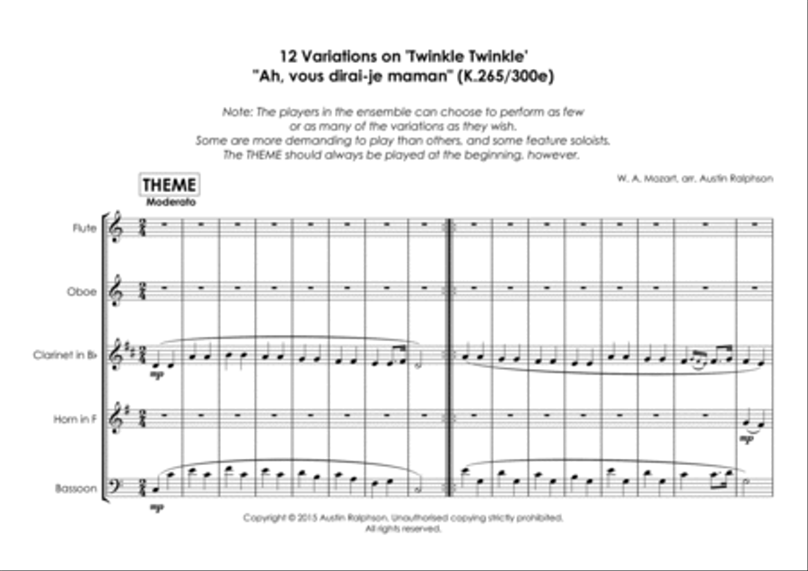 12 Variations on ’Twinkle Twinkle Little Star’ 