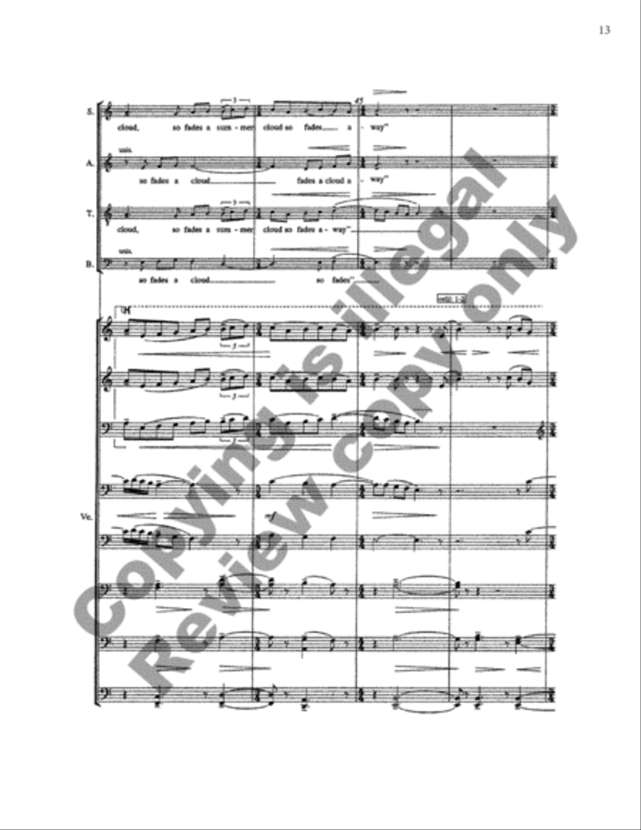So fades a summer cloud away (Full Score) Choir scores gallery preview page 15
