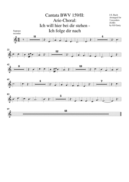 Arie-Choral: Ich will hier bei dir stehen - Ich folge dir nach - Aria-Chorale from Cantata BWV 159 (