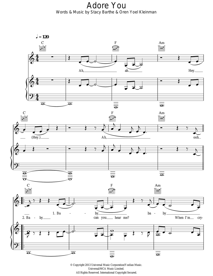 Adore You Acoustic Guitar scores gallery preview page 1