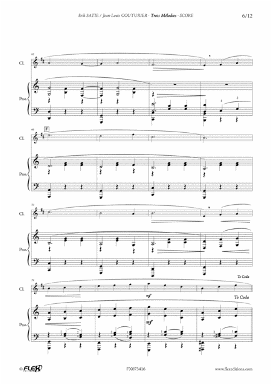 Three Melodies B-Flat Clarinet scores gallery preview page 6