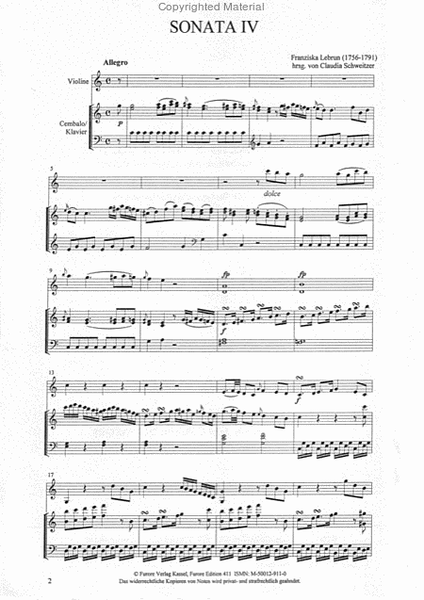 Sonaten op. 2 fur Violine und Klavier. Vol. II: Sonaten 4-6 (Sonata IV (G), Sonata V (C), Sonata VI (D))