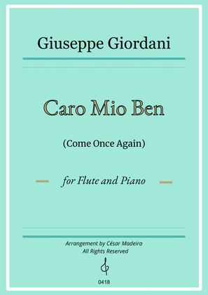 Caro Mio Ben (Come Once Again) - Flute and Piano (Full Score and Parts)