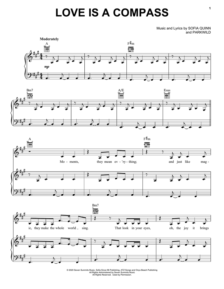 Love Is A Compass (Disney supporting Make-A-Wish) Piano, Vocal, Guitar scores gallery preview page 1