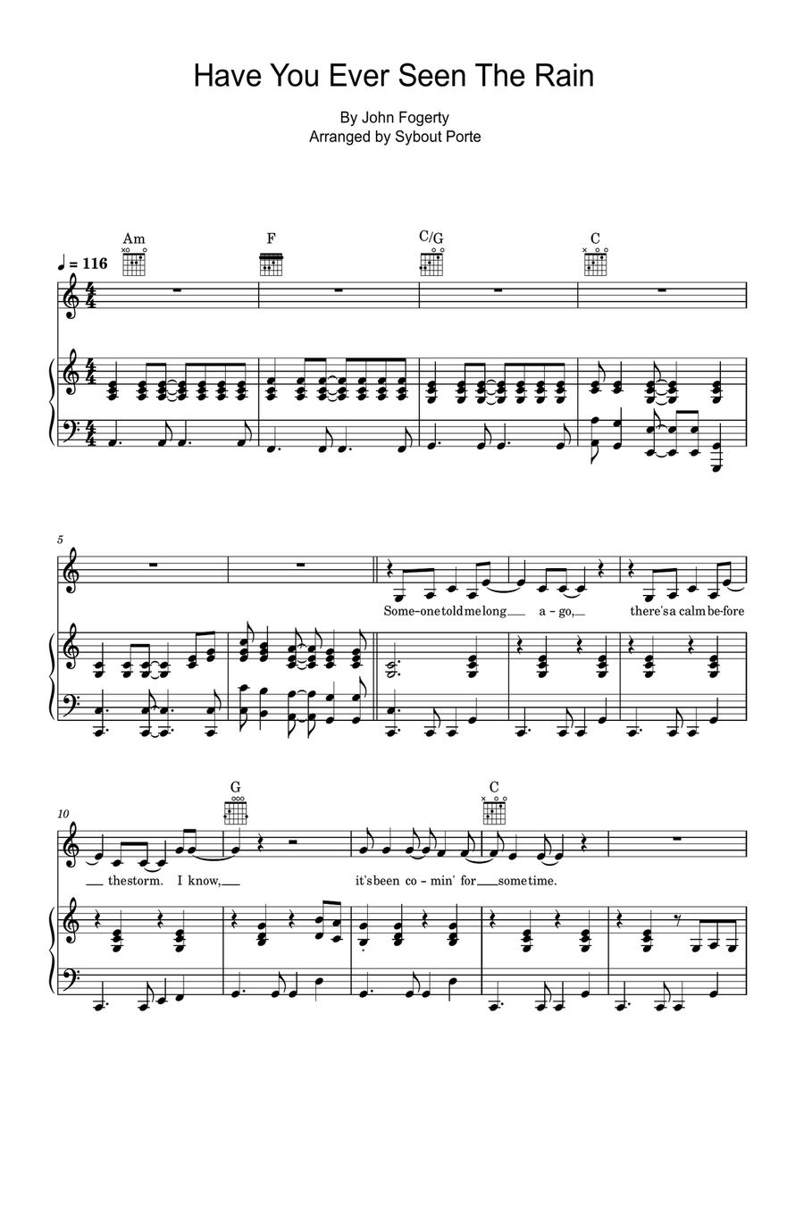 Have You Ever Seen The Rain? Piano, Vocal, Guitar scores gallery preview page 1