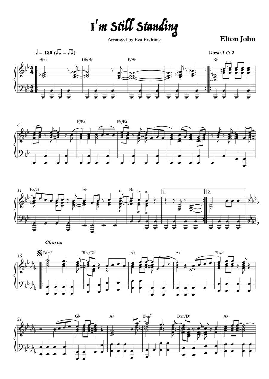 I'm Still Standing Piano Solo scores gallery preview page 1