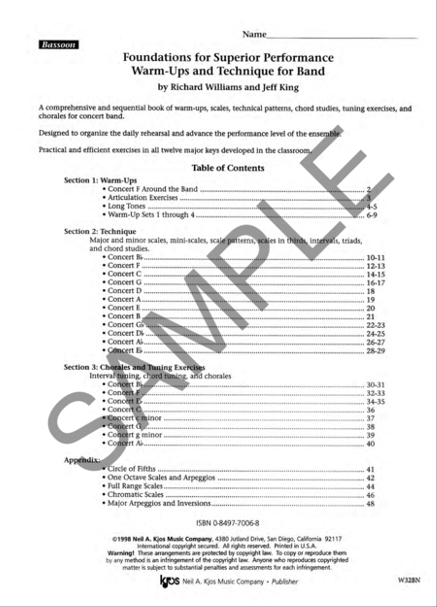 Foundations For Superior Performance, Bassoon