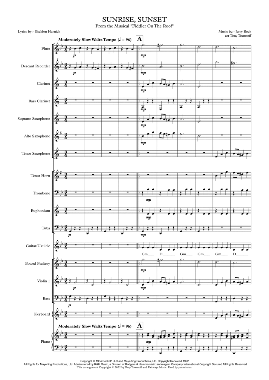 Sunrise, Sunset Sunrise, Sunset Concert Band scores gallery preview page 1