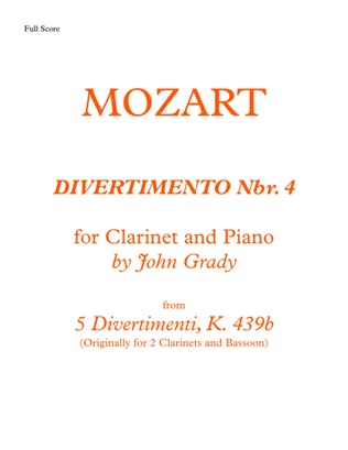 DIVERTIMENTO Nbr. 4 for Clarinet and Piano, K. 439