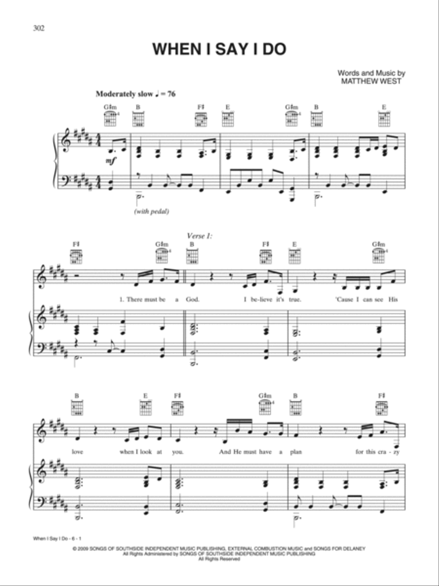 When I Say I Do Piano, Vocal, Guitar scores gallery preview page 1