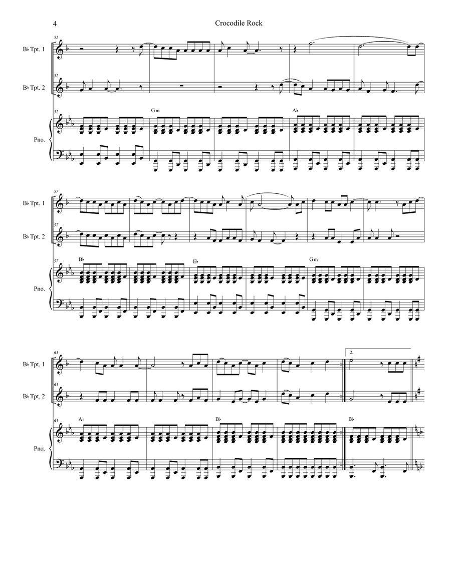 Crocodile Rock Crocodile Rock Trumpet Duet scores gallery preview page 4