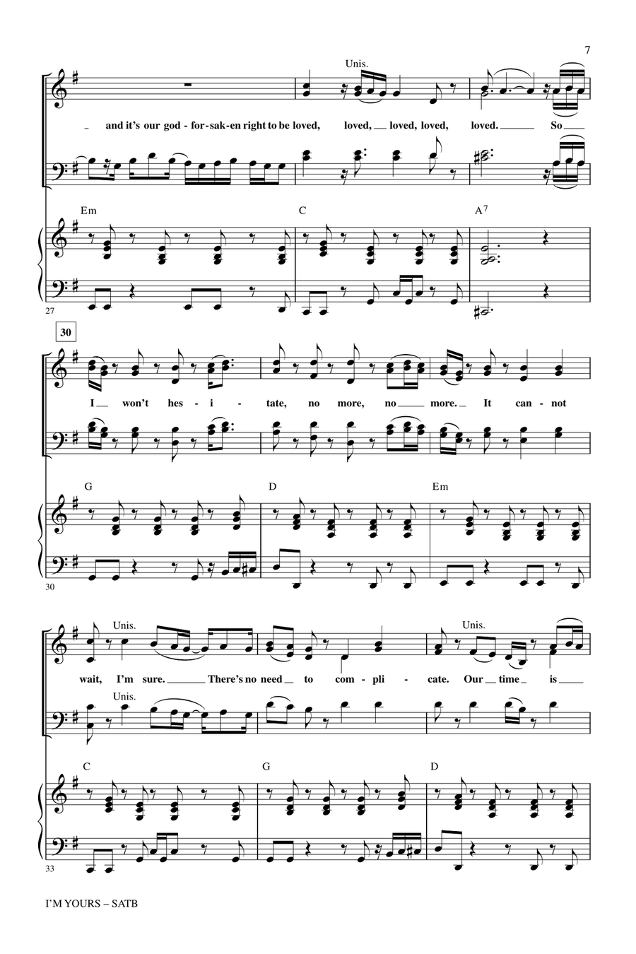 I'm Yours I'm Yours 4-Part scores gallery preview page 5