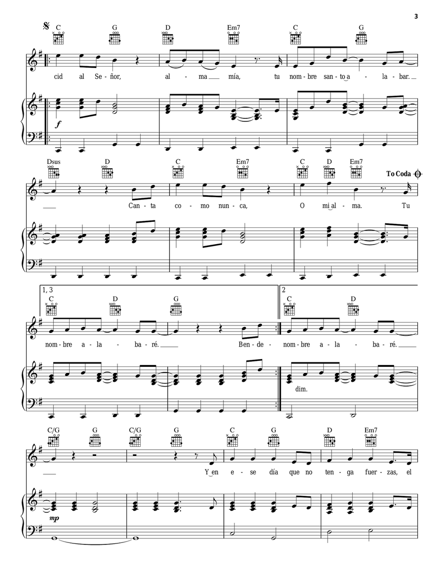 Diez Mil Razones (10,000 Reasons (Bless The Lord)) Guitar scores gallery preview page 3