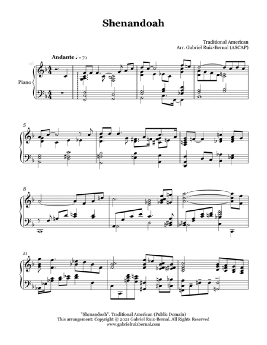 SHENANDOAH (jazz piano arrangement) Piano Solo scores gallery preview page 2