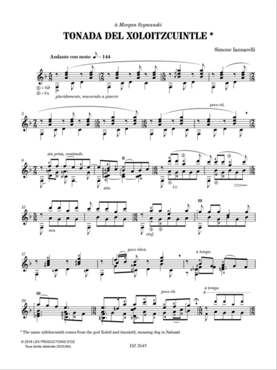Tonada del Xoloitzcuintle Classical Guitar scores gallery preview page 2