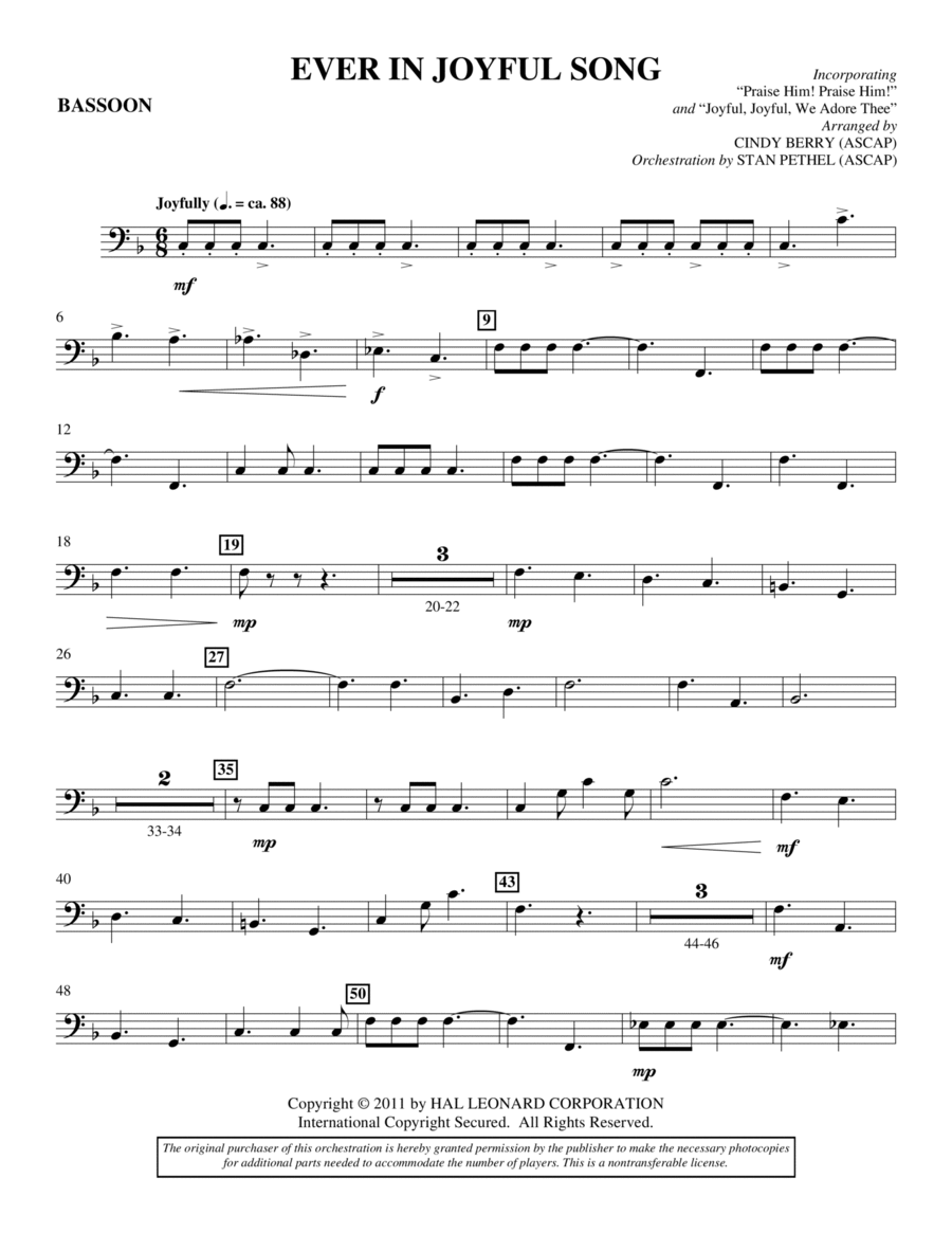 Ever In Joyful Song - Bassoon Choir scores gallery preview page 1