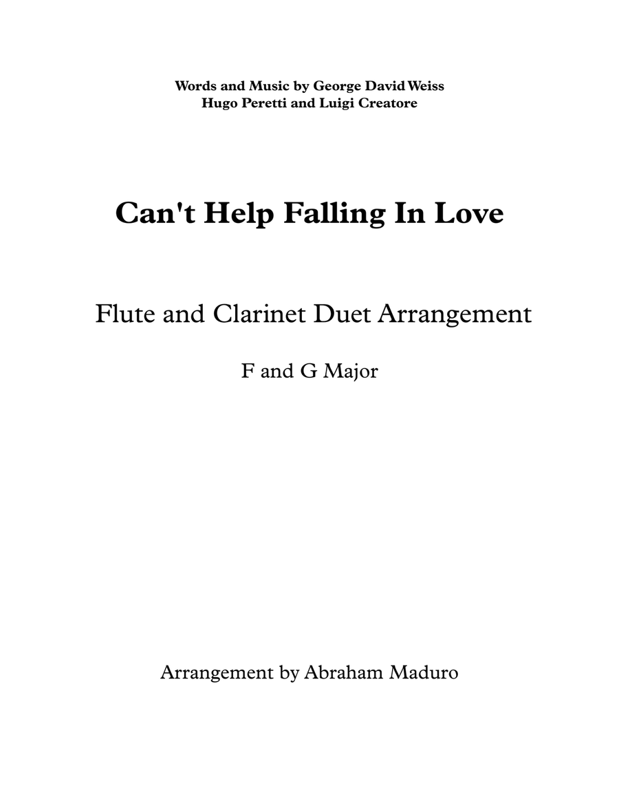 Can't Help Falling In Love Woodwind Duet scores gallery preview page 1