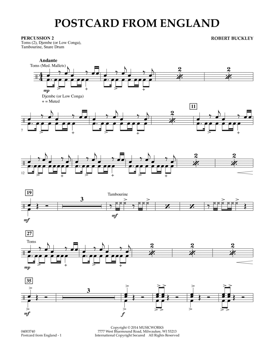 Postcard from England - Percussion 2 Concert Band scores gallery preview page 1