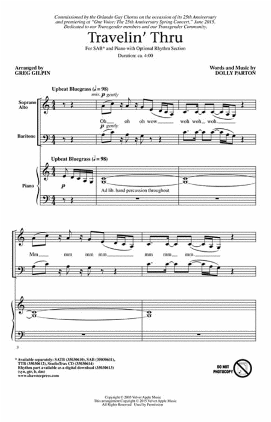 Travelin' Thru 3-Part scores gallery preview page 2