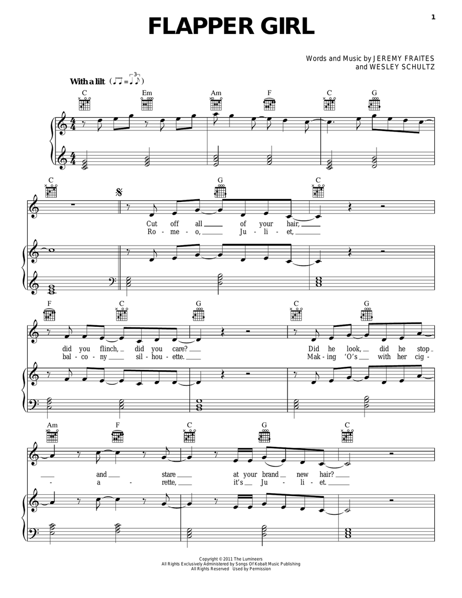 Flapper Girl Piano, Vocal, Guitar scores gallery preview page 1