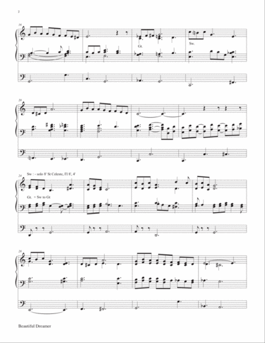 Beautiful Dreamer Organ Solo scores gallery preview page 3