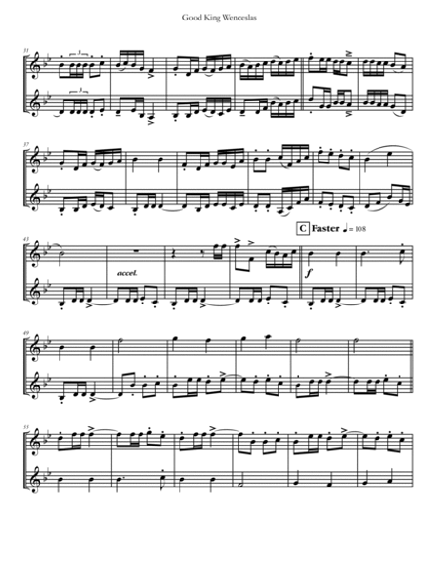 Good King Wenceslas for Trumpet Duet Trumpet Duet scores gallery preview page 3