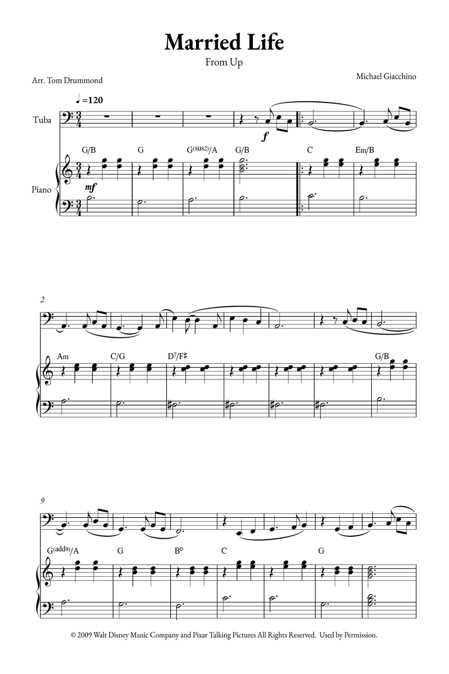 Married Life Married Life Piano scores gallery preview page 1
