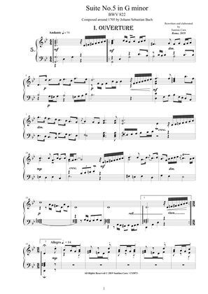 Book cover for Bach - Piano Suite No.5 in G minor BWV 822 - Complete Piano version