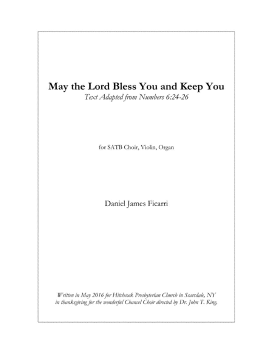 May the Lord Bless You and Keep You 4-Part scores gallery preview page 1