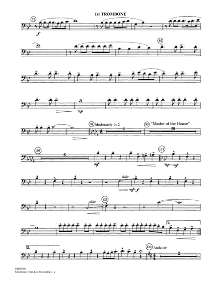 Selections from Les Miserables (arr. Bob Lowden) - Trombone 1