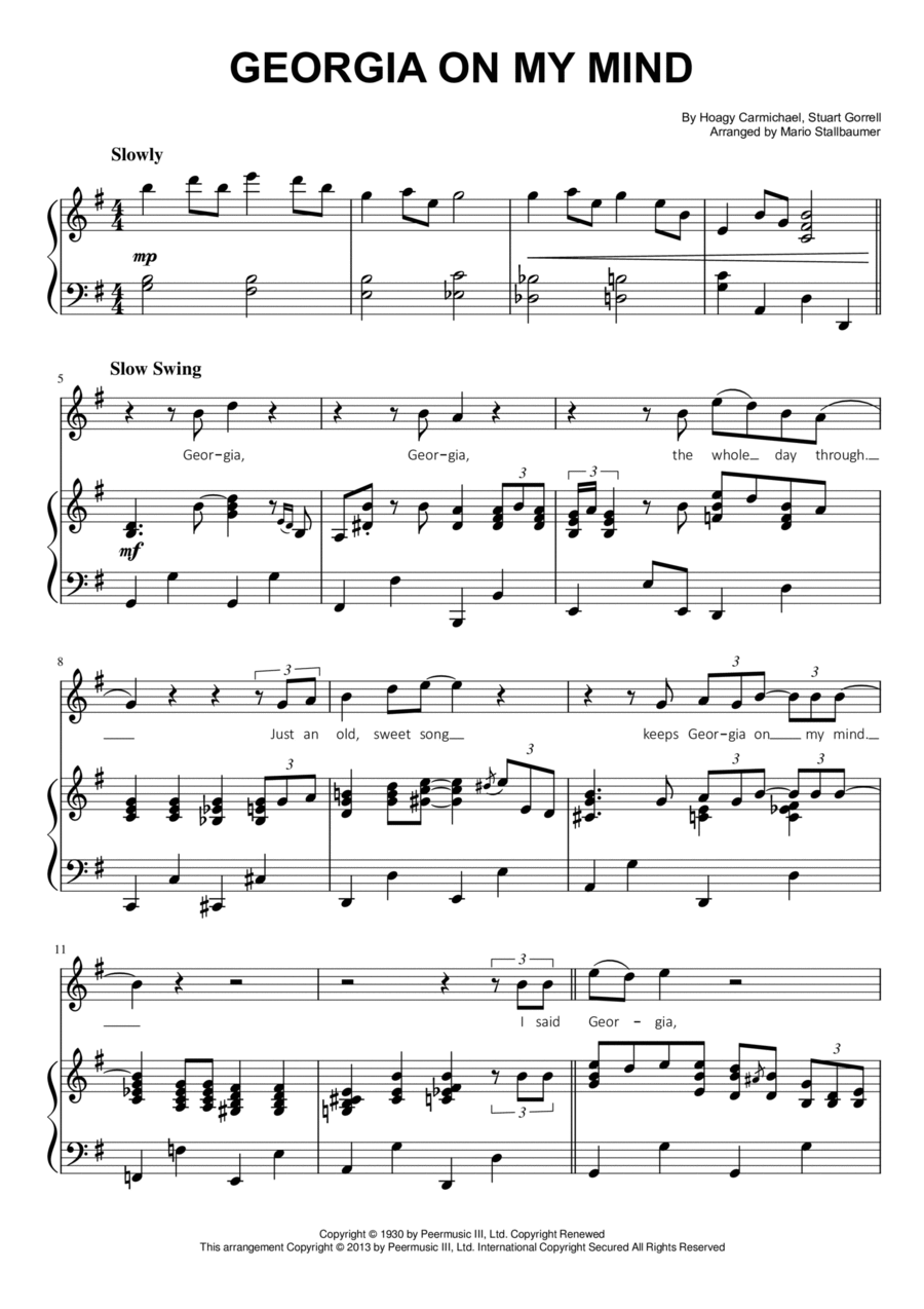 Georgia On My Mind Voice scores gallery preview page 1