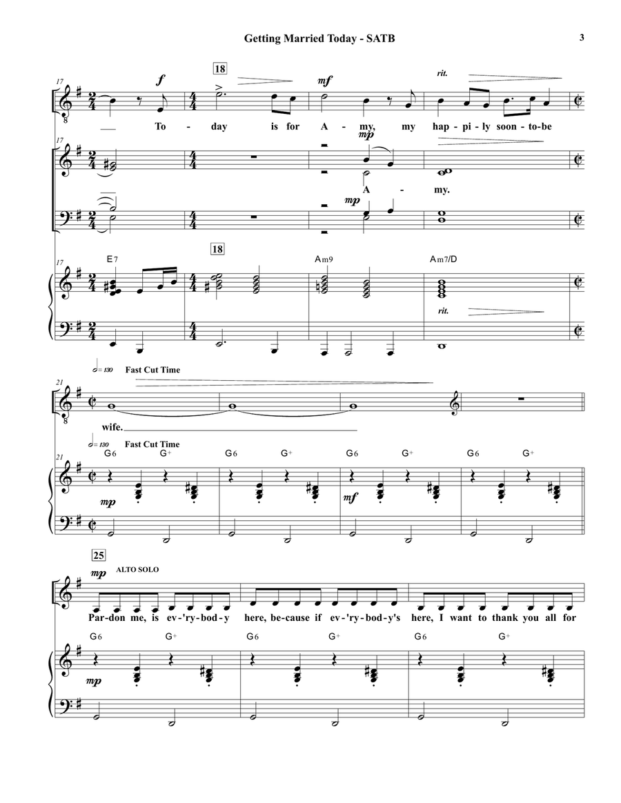 Getting Married Today 4-Part scores gallery preview page 3