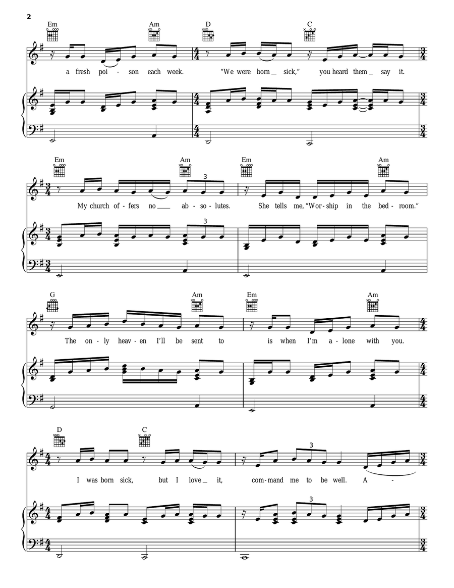 Take Me To Church Piano, Vocal, Guitar scores gallery preview page 2