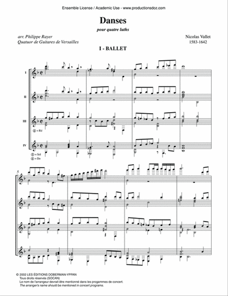Danses pour 4 luths Danses pour 4 luths Guitar Ensemble scores gallery preview page 3