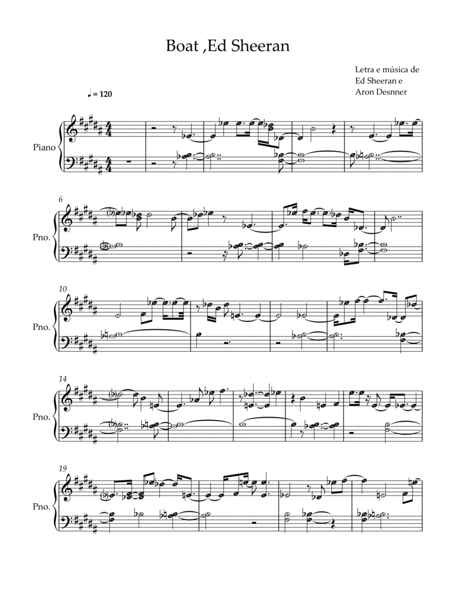 Boat Easy Piano scores gallery preview page 1
