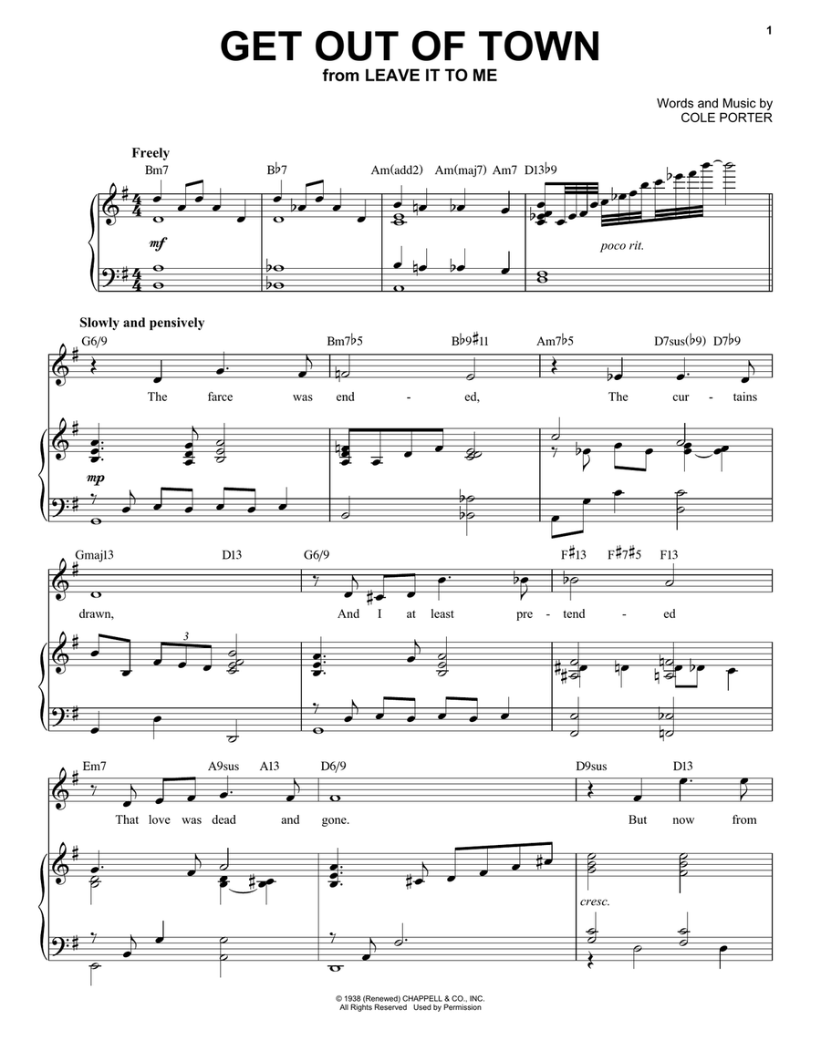 Get Out Of Town [Jazz version] (from Leave It To Me) (arr. Brent Edstrom) Voice scores gallery preview page 1